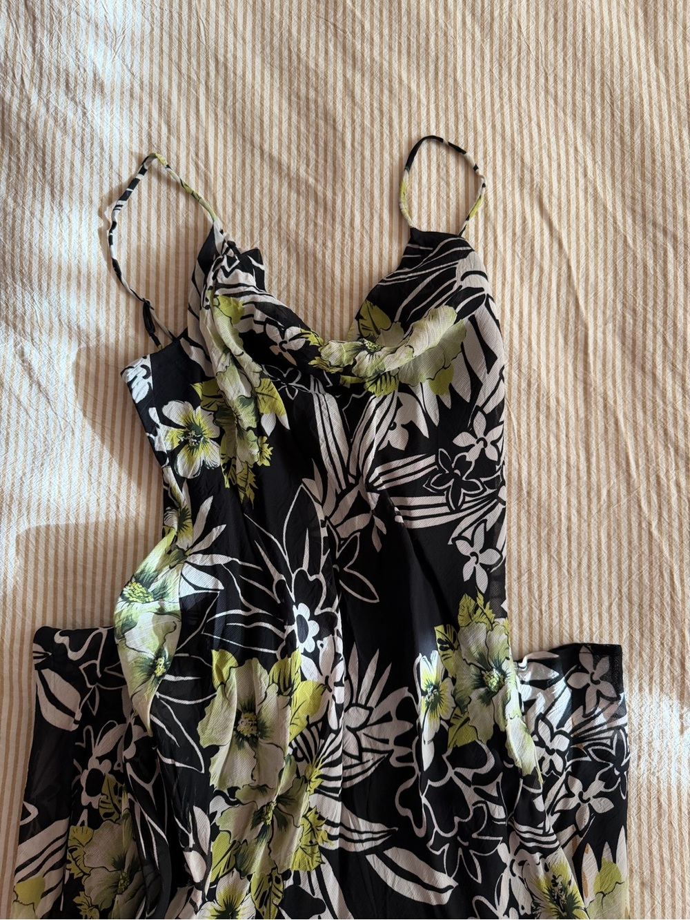 Black Floral Asymmetrical Midi Dress